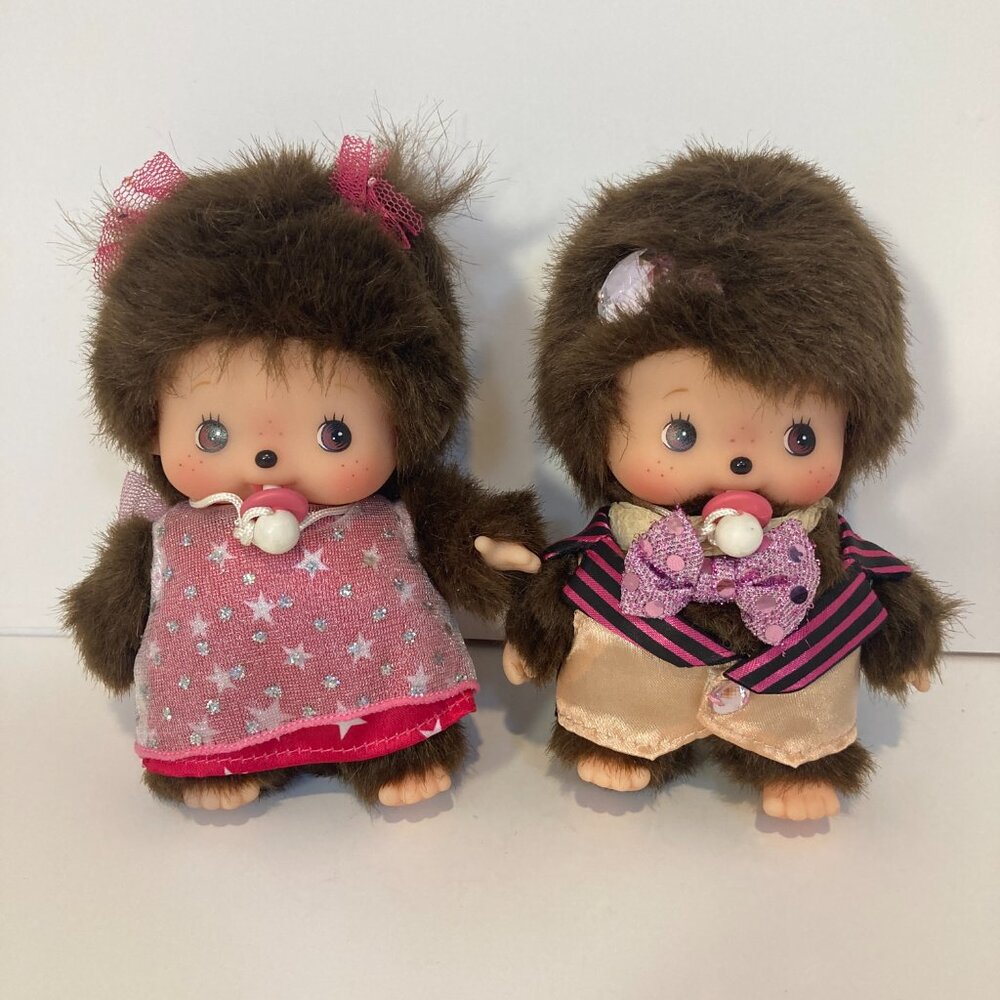 Bebichhichi Monchhichi Monkey Pair Star Plush Sekiguchi 7th Anniversary Suit Toy